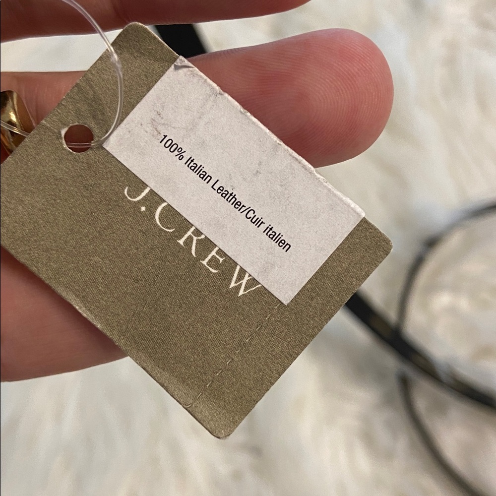 J. Crew Black Leather Belt with Gold Buckle size S length till first whole 30” - Picture 3 of 8